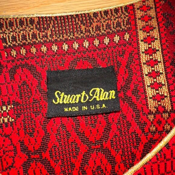 Vintage Tapestry Blazer Jacket Red Gold Statement Button Size 12 Made in USA - Picture 6 of 6